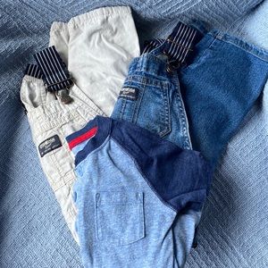 2T Oshkosh overalls and T-shirt bundle